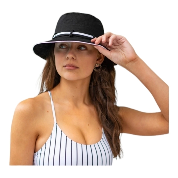 Panama Jack Black Adjustable Contrast Bucket Hat One Size Beach - Picture 1 of 5